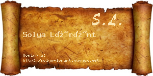 Solya Lóránt névjegykártya
